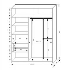 Шкаф-купе 1500 серии NEW CLASSIC K4+K4+B2+PL4 (2 ящика+F обр. штанга) профиль «Капучино» в Ишиме - ishim.mebel24.online | фото 3