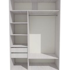 Шкаф-купе 1500 серии SILVER S1+S1+B2+PL2 (2 ящика+1 штанга+1 полка) профиль «Серебро» в Ишиме - ishim.mebel24.online | фото 2