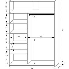 Шкаф-купе 1600 серии SOFT D1+D3+B2+PL1 (2 ящика+1штанга) профиль «Графит» в Ишиме - ishim.mebel24.online | фото 4