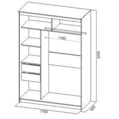 Шкаф-купе №19 Серия 3 Квадро (1700) Ясень Анкор светлый в Ишиме - ishim.mebel24.online | фото 4