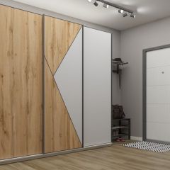 Шкаф-купе 2100 серии SOFT D2+D7+D3+B22+PL2 (по 2 ящика лев/прав+1штанга+1полка) профиль «Графит» в Ишиме - ishim.mebel24.online | фото