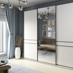 Шкаф-купе 2100 серии SOFT D5+D4+D5+B22+PL3 (по 2 ящика лев/прав+2штанги) профиль «Графит» в Ишиме - ishim.mebel24.online | фото