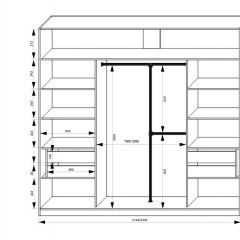 Шкаф-купе 2150 серии NEW CLASSIC K4+K4+K4+B22+PL4(по 2 ящика лев/прав+F обр.штанга) профиль «Капучино» в Ишиме - ishim.mebel24.online | фото 3