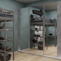 Шкаф-купе 2250 серии SILVER S3+S1+S3Z B22+PL2 (по 2 ящика лев/прав+1штанга+1 полка) профиль «Серебро» в Ишиме - ishim.mebel24.online | фото