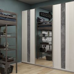 Шкаф-купе 2250 серии SILVER S4+S1+S4 B22+PL4 (по 2 ящика лев/прав+F обр.штанга) профиль «Серебро» в Ишиме - ishim.mebel24.online | фото 1