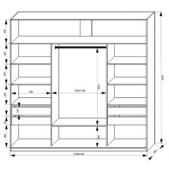 Шкаф-купе 2400 серии SOFT D2+D7+D3+B22+PL2 (по 2 ящика лев/прав+1штанга+1полка) профиль «Графит» в Ишиме - ishim.mebel24.online | фото 3