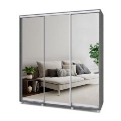 МАРТИН Шкаф-купе с зеркалами Камень темный (2000*450) М403 в Ишиме - ishim.mebel24.online | фото 1