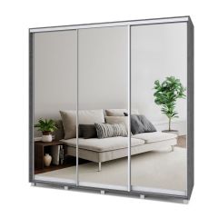 МАРТИН Шкаф-купе с зеркалами Камень темный (2200*450) М423 в Ишиме - ishim.mebel24.online | фото