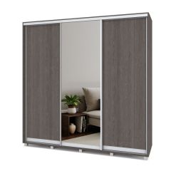 МАРТИН Шкаф-купе с зеркалом Анкор темный (2200*450) М422 в Ишиме - ishim.mebel24.online | фото