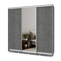 МАРТИН Шкаф-купе с зеркалом Камень темный (2200*450) М422 в Ишиме - ishim.mebel24.online | фото