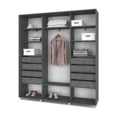 МАРТИН Шкаф-купе с зеркалом Камень темный (2200*450) М422 в Ишиме - ishim.mebel24.online | фото 4