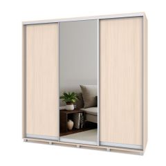 МАРТИН Шкаф-купе с зеркалом Млечный дуб (2200*450) М422 в Ишиме - ishim.mebel24.online | фото