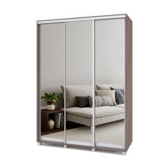 РОЛАНД Шкаф-купе с зеркалами Шимо темный (600*1600) Р663 в Ишиме - ishim.mebel24.online | фото
