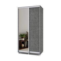 РОЛАНД Шкаф-купе с зеркалом Камень темный (450*1100) Р412 в Ишиме - ishim.mebel24.online | фото 2