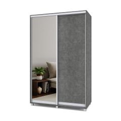 РОЛАНД Шкаф-купе с зеркалом Камень темный (450*1400) Р442 в Ишиме - ishim.mebel24.online | фото 2
