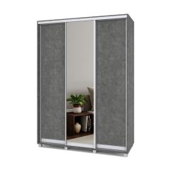РОЛАНД Шкаф-купе с зеркалом Камень темный (450*1600) Р462 в Ишиме - ishim.mebel24.online | фото 2