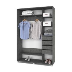 РОЛАНД Шкаф-купе с зеркалом Камень темный (450*1600) Р462 в Ишиме - ishim.mebel24.online | фото 5