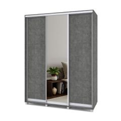 РОЛАНД Шкаф-купе с зеркалом Камень темный (450*1700) Р472 в Ишиме - ishim.mebel24.online | фото 1