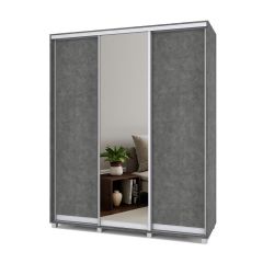 РОЛАНД Шкаф-купе с зеркалом Камень темный (600*1800) Р682 в Ишиме - ishim.mebel24.online | фото