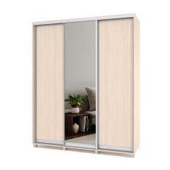 РОЛАНД Шкаф-купе с зеркалом Млечный дуб (450*1800) Р482 в Ишиме - ishim.mebel24.online | фото