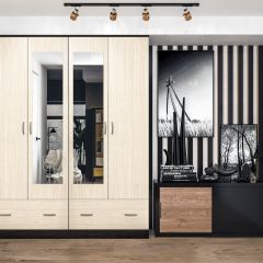 Шкаф Ронда ШК-4 с зеркалом (венге/беленый дуб) в Ишиме - ishim.mebel24.online | фото 3