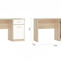 Система Стелс Стол письменный 120 1д1ящ Дуб сонома/Белый в Ишиме - ishim.mebel24.online | фото