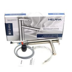 Смеситель д/кухни MELANA-F610303 Stello нерж.сталь, однорычажный, сатин, вытяжной излив в Ишиме - ishim.mebel24.online | фото 2