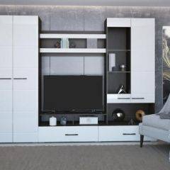 Стенка Ненси 1 (Венге/Белый глянец) в Ишиме - ishim.mebel24.online | фото 2