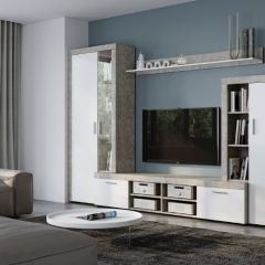 Стенка SKYE (Beton Jasny Atelier/белый) в Ишиме - ishim.mebel24.online | фото