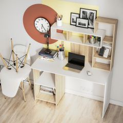 Стол компьютерный Олимп (дуб сонома/белый) в Ишиме - ishim.mebel24.online | фото 2