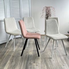 Стул ELVIS WZ2042-01 молочный фактурный велюр / белый каркас М-City в Ишиме - ishim.mebel24.online | фото 2