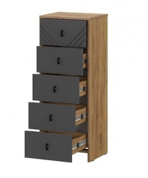 БАЙКАЛ Комод (5 ящиков) Графит/Дуб золотой в Ишиме - ishim.mebel24.online | фото 2