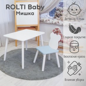 Детский комплект стол и стул «Мишка» Rolti Baby  (голубая столешница/голубое сиденье/белые ножки) в Ишиме - ishim.mebel24.online | фото