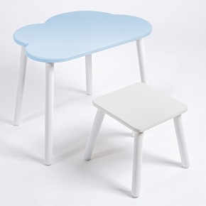 Детский комплект стол ОБЛАЧКО  и табурет Rolti Baby (голубая столешница/белое сиденье/белые ножки) в Ишиме - ishim.mebel24.online | фото 1