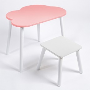 Детский комплект стол ОБЛАЧКО  и табурет Rolti Baby (розовая столешница/белое сиденье/белые ножки) в Ишиме - ishim.mebel24.online | фото