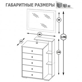 Камелия Комод + Зеркало, цвет белый, ШхГхВ 80х46,8х178 см., НЕ универсальная сборка в Ишиме - ishim.mebel24.online | фото 6