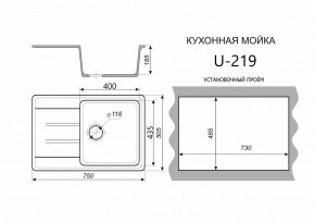 Каменная мойка ULSTONE U-219 (755х505) в Ишиме - ishim.mebel24.online | фото 2