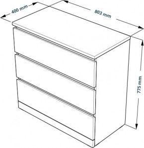 Комод Варма 3 с тремя выдвижными ящиками, цвет белый в Ишиме - ishim.mebel24.online | фото 4