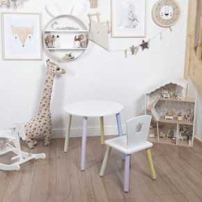 Комплект детский стол КРУГЛЫЙ и стул КОРОНА ROLTI Baby (белая столешница/белое сиденье/цветные ножки) в Ишиме - ishim.mebel24.online | фото