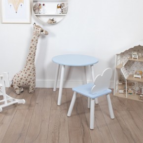 Комплект детский стол КРУГЛЫЙ и стул ОБЛАЧКО ROLTI Baby (голубая столешница/голубое сиденье/белые ножки) в Ишиме - ishim.mebel24.online | фото