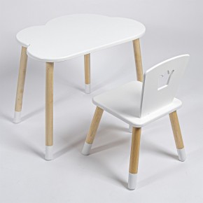 Комплект детский стол ОБЛАЧКО и стул КОРОНА ROLTI Baby (белая столешница/белое сиденье/береза ножки) в Ишиме - ishim.mebel24.online | фото