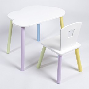 Комплект детский стол ОБЛАЧКО и стул КОРОНА ROLTI Baby (белая столешница/белое сиденье/цветные ножки) в Ишиме - ishim.mebel24.online | фото