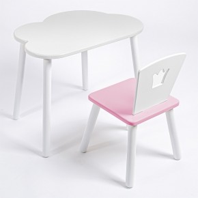 Комплект детский стол ОБЛАЧКО и стул КОРОНА ROLTI Baby (белая столешница/розовое сиденье/белые ножки) в Ишиме - ishim.mebel24.online | фото