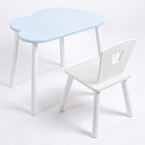 Комплект детский стол ОБЛАЧКО и стул КОРОНА ROLTI Baby (голубая  столешница/белое сиденье/белые ножки) в Ишиме - ishim.mebel24.online | фото