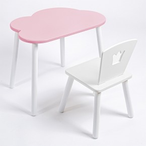 Комплект детский стол ОБЛАЧКО и стул КОРОНА ROLTI Baby (розовая столешница/белое сиденье/белые ножки) в Ишиме - ishim.mebel24.online | фото