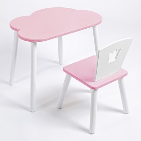 Комплект детский стол ОБЛАЧКО и стул КОРОНА ROLTI Baby (розовая столешница/розовое сиденье/белые ножки) в Ишиме - ishim.mebel24.online | фото 1