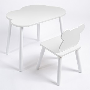 Комплект детский стол ОБЛАЧКО и стул МИШКА ROLTI Baby (белая столешница/белое сиденье/белые ножки) в Ишиме - ishim.mebel24.online | фото
