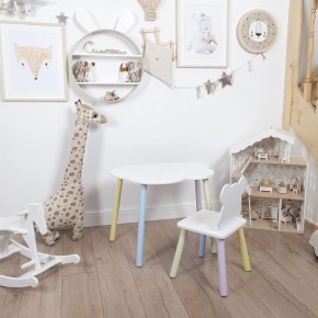Комплект детский стол ОБЛАЧКО и стул МИШКА ROLTI Baby (белая столешница/белое сиденье/цветные ножки) в Ишиме - ishim.mebel24.online | фото