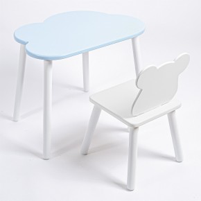 Комплект детский стол ОБЛАЧКО и стул МИШКА ROLTI Baby (голубая столешница/белое сиденье/белые ножки) в Ишиме - ishim.mebel24.online | фото 1