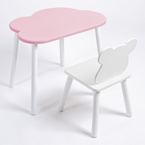 Комплект детский стол ОБЛАЧКО и стул МИШКА ROLTI Baby (розовая столешница/белое сиденье/белые ножки) в Ишиме - ishim.mebel24.online | фото 1
